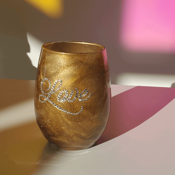 "Love, Peace, Joy" Wine Glass - Black Luxe Candle Co.