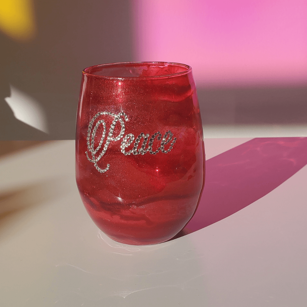 "Love, Peace, Joy" Wine Glass - Black Luxe Candle Co.